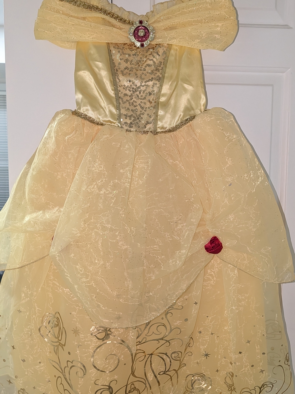 Disney Store Belle Yellow Sparkle Princess Dress Size 5/6